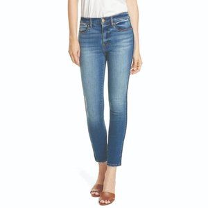 Frame Le High Skinny Low Rise Y2K Style Stretch Tux Pipping Jeans Serrano Blue